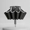 Black Men Women Umbrella Fully Automatic Reverse Folding Umbrella with Windproof Reflective Stripe UV Umbrellas