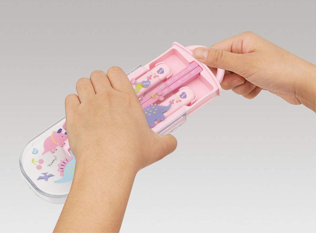 Skater Antibakterielles Schiebe-Trio-Set Lunchbox Essstäbchen Löffel Gabel Fröhliches Lächeln Mädchen Hergestellt in Japan Kinder & TACC2AG-A