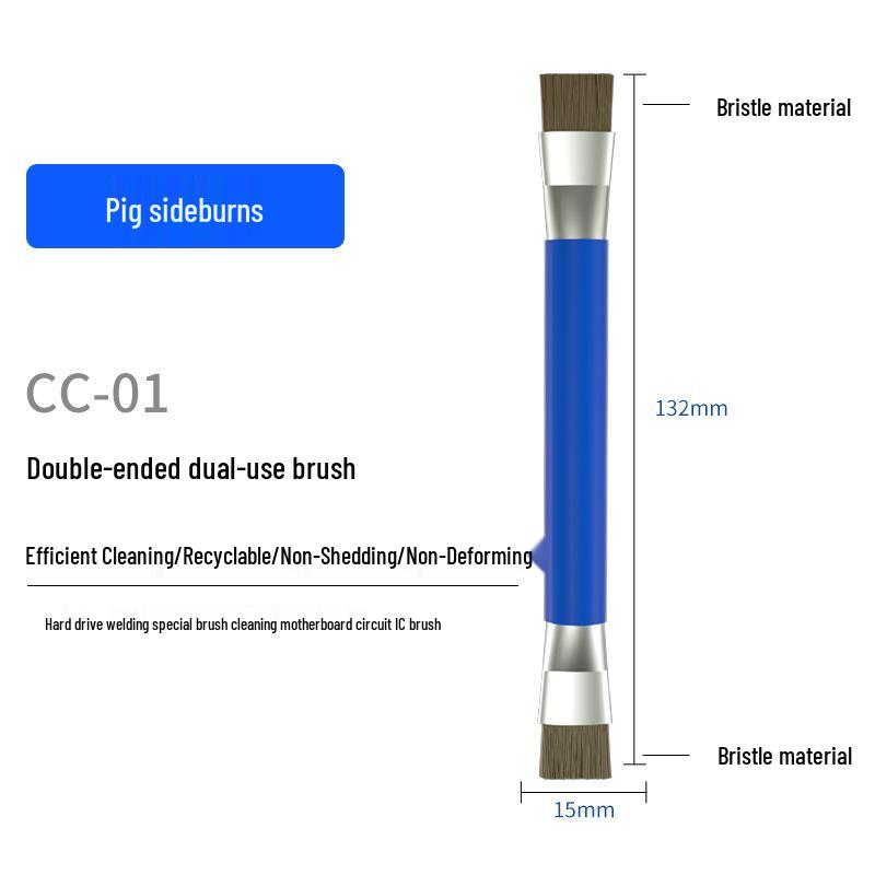 B&R Double-Headed Anti-Static Cleaning Brush for Motherboards and ICs with Hard Bristles and Steel Wire.