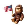 Patriotic Big Foot Figurine Small Resin Big Foot Holding The American Flag Statue Sasquatch Ornament for Car Dashboard Desktop Decor