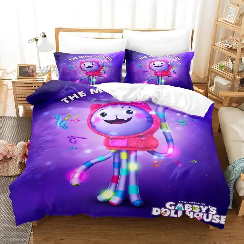 Set Biancheria da Letto Casa delle Bambole di Gabby per Camera da Letto Morbido Moderno Copriletto Comodo Copripiumino per Bambini Coperta Trapuntata e Federa
