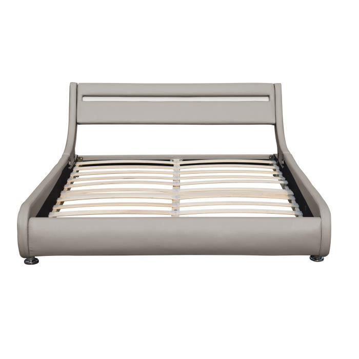 Lit - GOLDEN NIGHT - 160x200 - LED Headboard - Color GREY - 1 Person