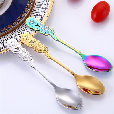 Stainless Steel Flower Spoon Coffee Tea Spork Flatware Dessert Tool
