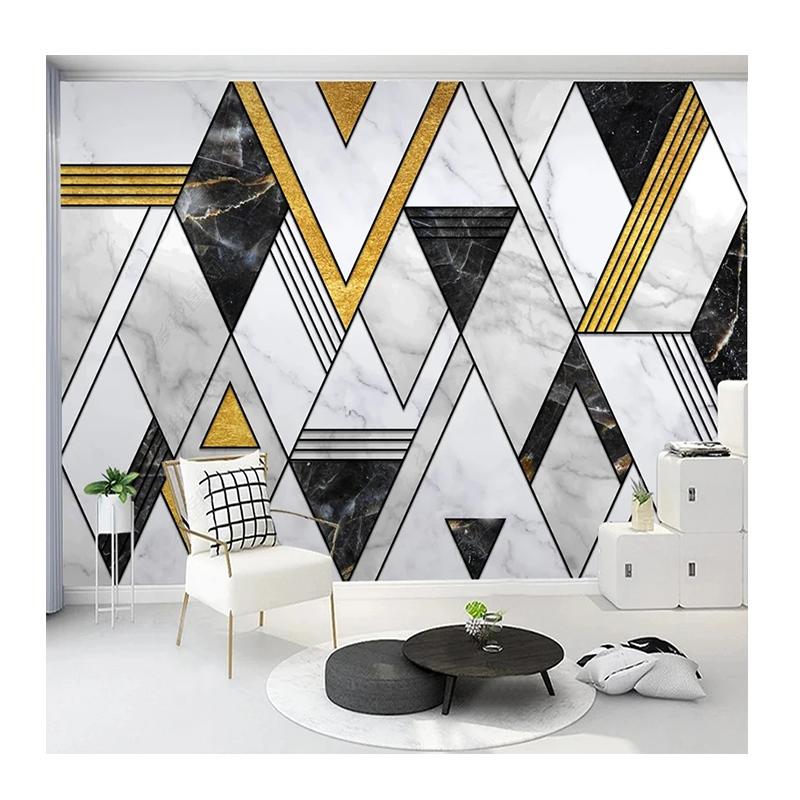 3D Mural Nordic Retro Gold Fresco Restaurant Cafe Living Room Background Wall Paper Art Home Decor Wallpaper