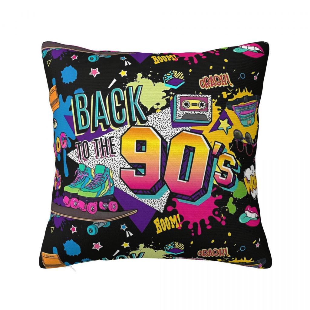 Retro 80 90S Pillow Cases Graffiti Music Cushion Cover Fashion Zippered Decorative Pillowcover For Sofa 45*45Cm