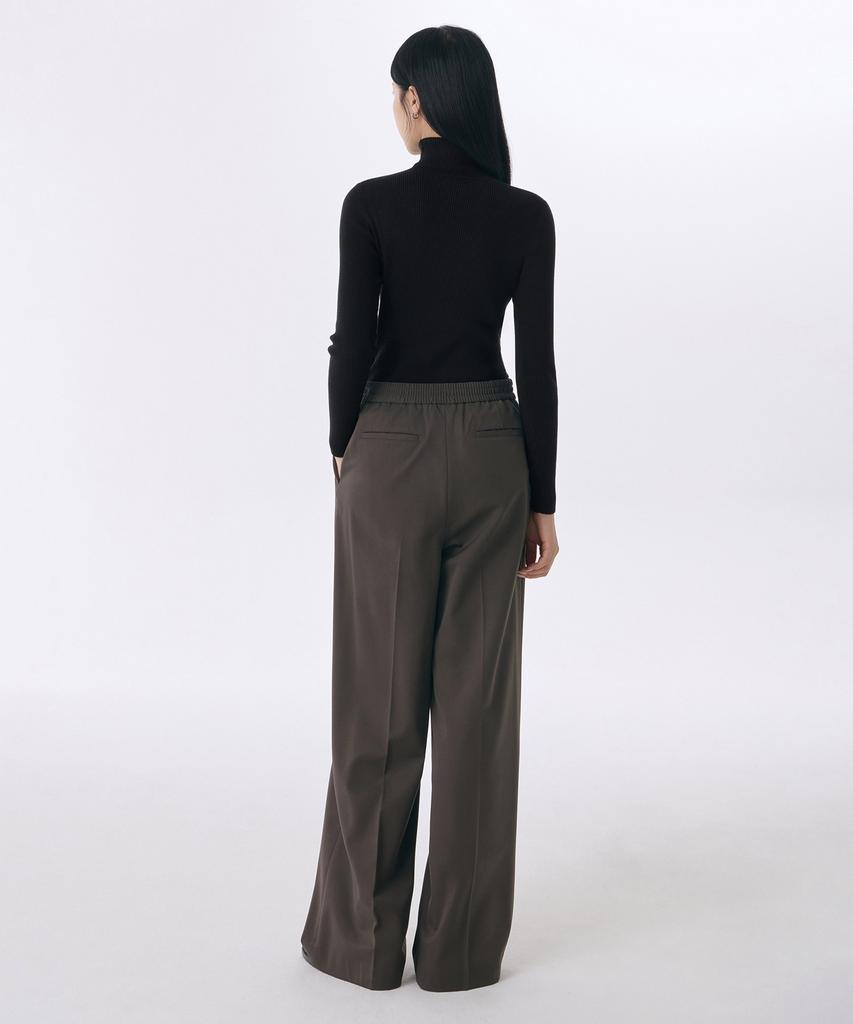 MUSINSA STANDARD WOMAN Women'S Heavyweight Fleece-Lined Two-Puck Wide Elastic Slacks [Van Dyke Brown]