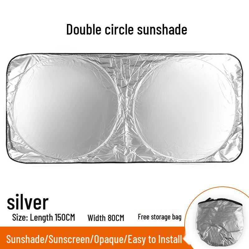 TItanium Silver Folding Car Sunshade for Front Windshield Sun Protection and Heat Insulation