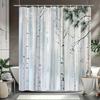 1pc Serene Birch Forest Shower Curtain - White Dead Tree Trunk Mist Watercolor Design,, 70.8x70.8 Inches, 12 Hooks, Washable and