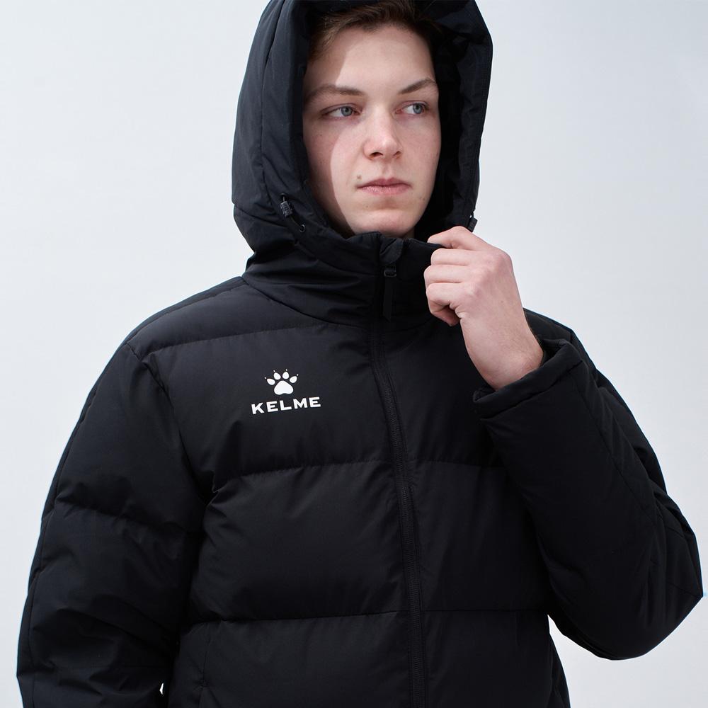 Kelme 8061Mf1002 Lange gesteppte Jacke Schwarz/Silber
