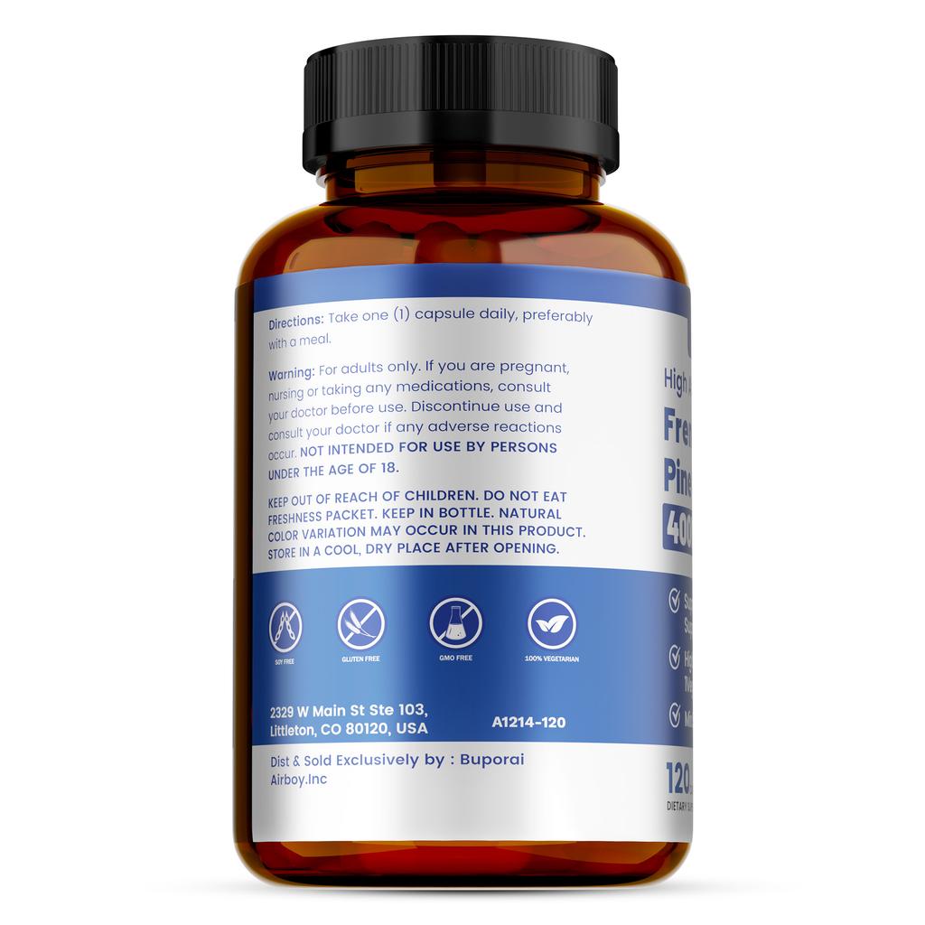 Pine Bark Extract, 400 Mg Per Vegetarian Capsule, Contains Piperine Extract, non-GMO, Vegan.