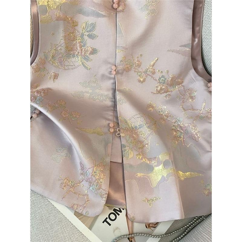 Vest Antique Vest Women's Spring and Autumn Retro Improved Fashion New Top Vest