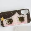 Mobilskal för Samsung Galaxy S25 S24 S23 S22 S21 FE Ultra Plus 4G 5G Fjäderstruktur Baksida Kawaii Söt Svart Stora Ögon Cool