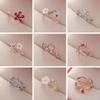 Eleganter Damen Herz-Blumen Offener Ring mit Funkelnden Diamanten