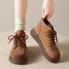 Autumn and Winter Martin Boots Women's New Versatile Matte Leather Retro Lace-up Thick-soled Casual Brown Short Boots