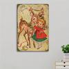 2D Flat Vintage Christmas Reindeer Metal Tin Sign 12x8 Inch, Rustic Iron Wall Art Merry Christmas Decor For Home Cafe Garage Gift