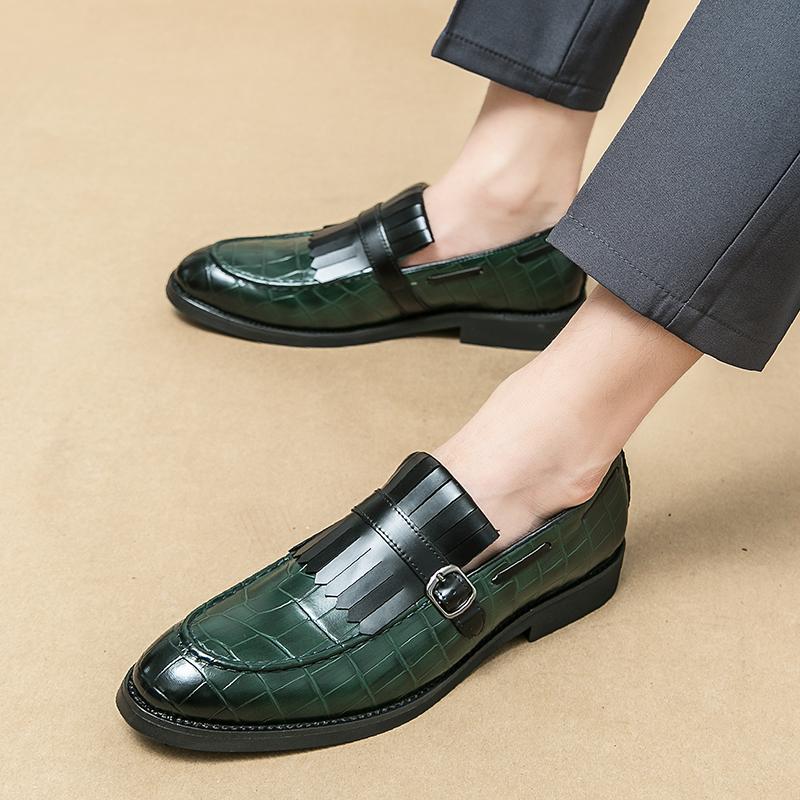 New Men's Tassels Mixed Color Shoes Gentleman Business Flats Dress Monk Strap Loafers Homecoming Pageant Footwear Zapatos Hombre