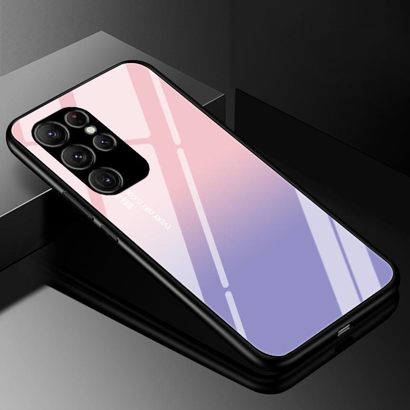 For Samsung S24 S23 Ultra Case Cover Tempered Glass Cases for Samsung Galaxy S22 S21 S20 S23 Plus FE Luxury Hard Back Bumper