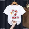 Birthday Gift Famer Tractor Fire Truck Aircraft Printed T Shirt Boys Kawaii Kids Clothes White/Blue/Yellow T-Shirt