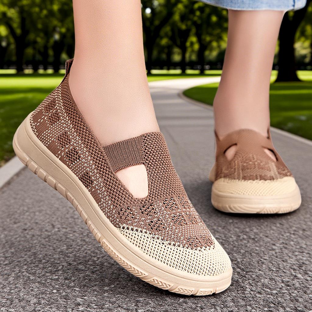 Women Shoes Versatile Spring Casual Shoes Breathable Mesh Shoes Slip On Lazy Shoes Soft Bottom Mom Shoes Casual Daily Comfortable Lightweight Sneakers