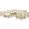 Exclusive House - 10 Pcs Garden Furniture Set with Cream White Bamboo Cushions