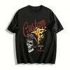 Vintage Motorcycle Skull Flame Print Custom Build Repair Casual T-Shirt Pure Cotton T-shirt