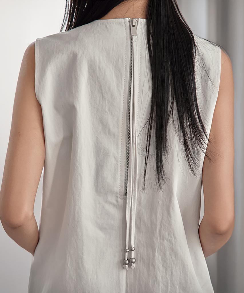 Leondeondada Sleeveless Cotton Mini Dress, Cloud