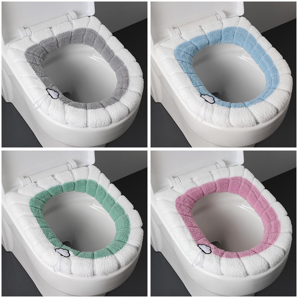 2856C Thickened Plush O-Type Warm Toilet Universal Reusable Winter Toilet Seat Cushion Toilet Seat Cover