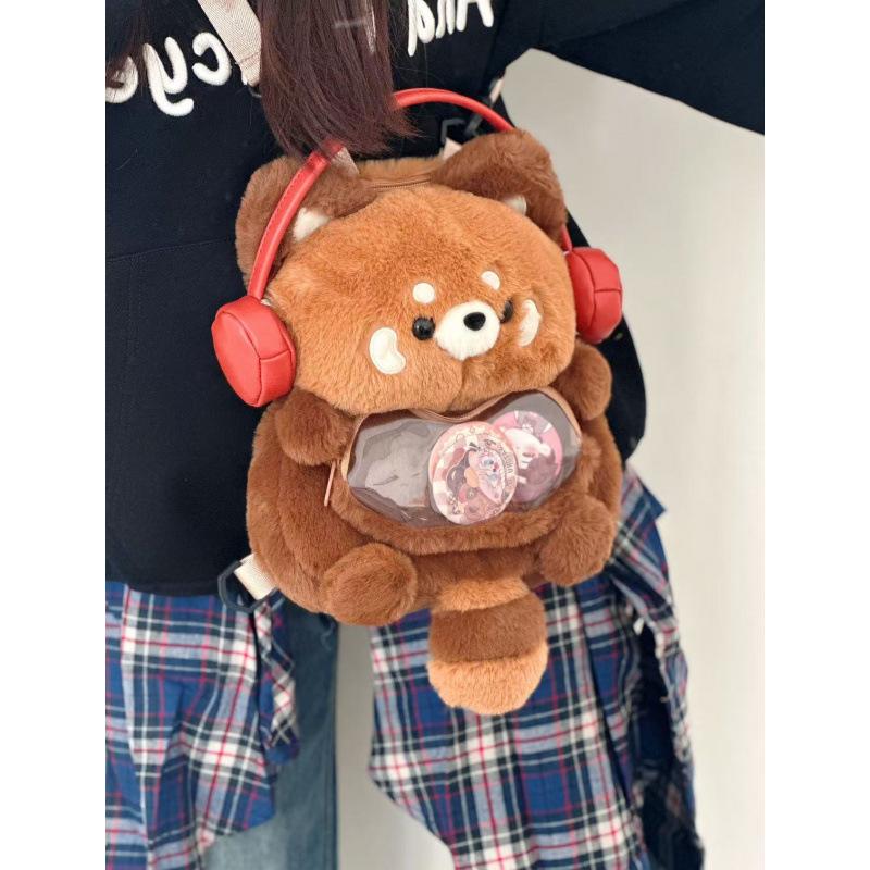 Adorable Sac à Dos Peluche Raton Laveur Style Mori - Tendance Douce pour le Quotidien