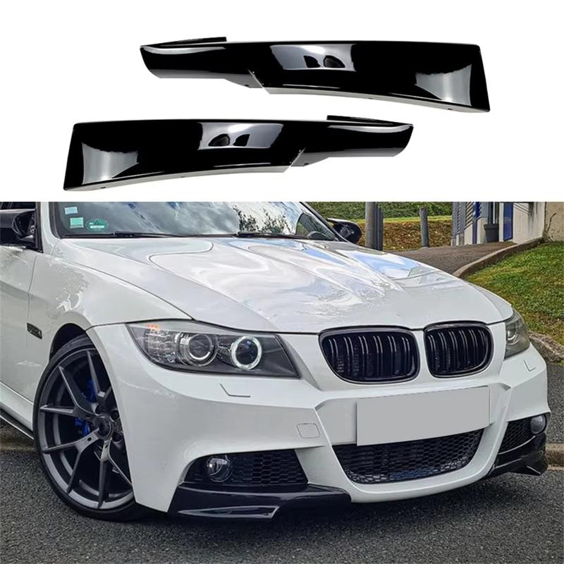 Pro BMW řady 3 E90 E91 M-Tech LCI 2009-2012 Přední nárazník Rozdělovače Lipa Pár Lesklá černá Auto Difuzér Rozdělovač Spoiler Kryt