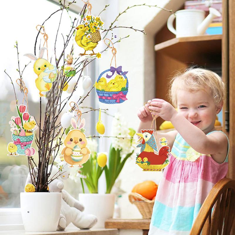 Osterbaum-Anhänger 8 Stück Festlich Frohe Ostern Party Dekoration Anhänger Osterhase Ornamente Für Baum Mit Schnur Osterdekoration Für