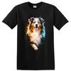 Dog Lovers T Shirt Australian Shepherd Portrait Colorful Art Tee