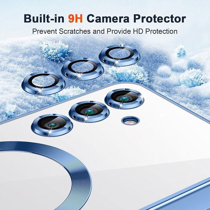 Case for Samsung Galaxy A37 5G, Silicone Protection with Magnetic Ring - Blue Chrome Effect