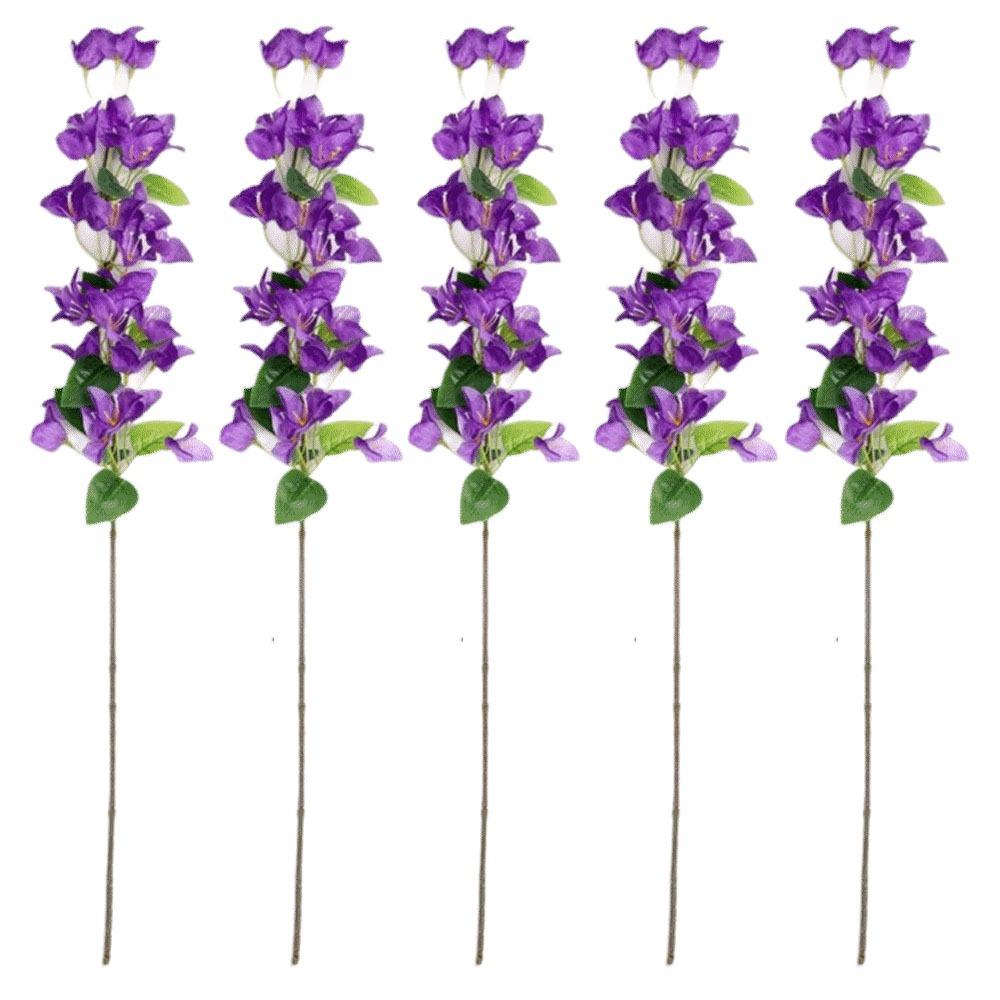 5 Pièces Fleur en Soie Fleur Artificielle en Soie Fleur de Simulation en Plastique DIY Longue Tige Bougainvillier Artificiel Réaliste Décoration de Mariage