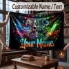Skull Gothic Theme Throw Blanket Custom Name Text Personalized Blanket Soft Cozy Blanket for Home Sofa Bed