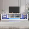 Hochglanz-TV-Schrank mit LED-Beleuchtung, 181 cm – Für TVs bis 80 Zoll, Glasfront, Zwei Klappschubladen