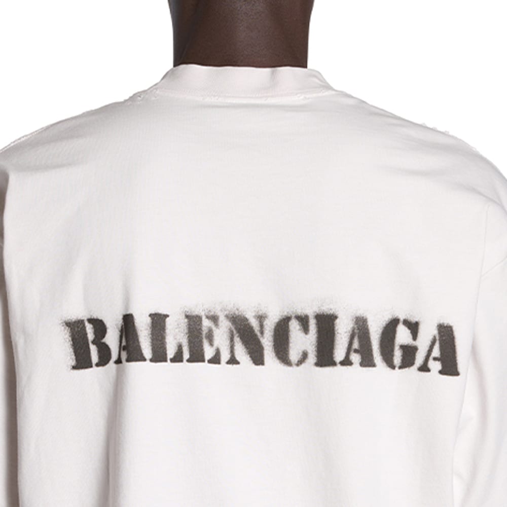 Balenciaga SS24 Tričko Volný střih Pánské Bílé 764235TQVA33307