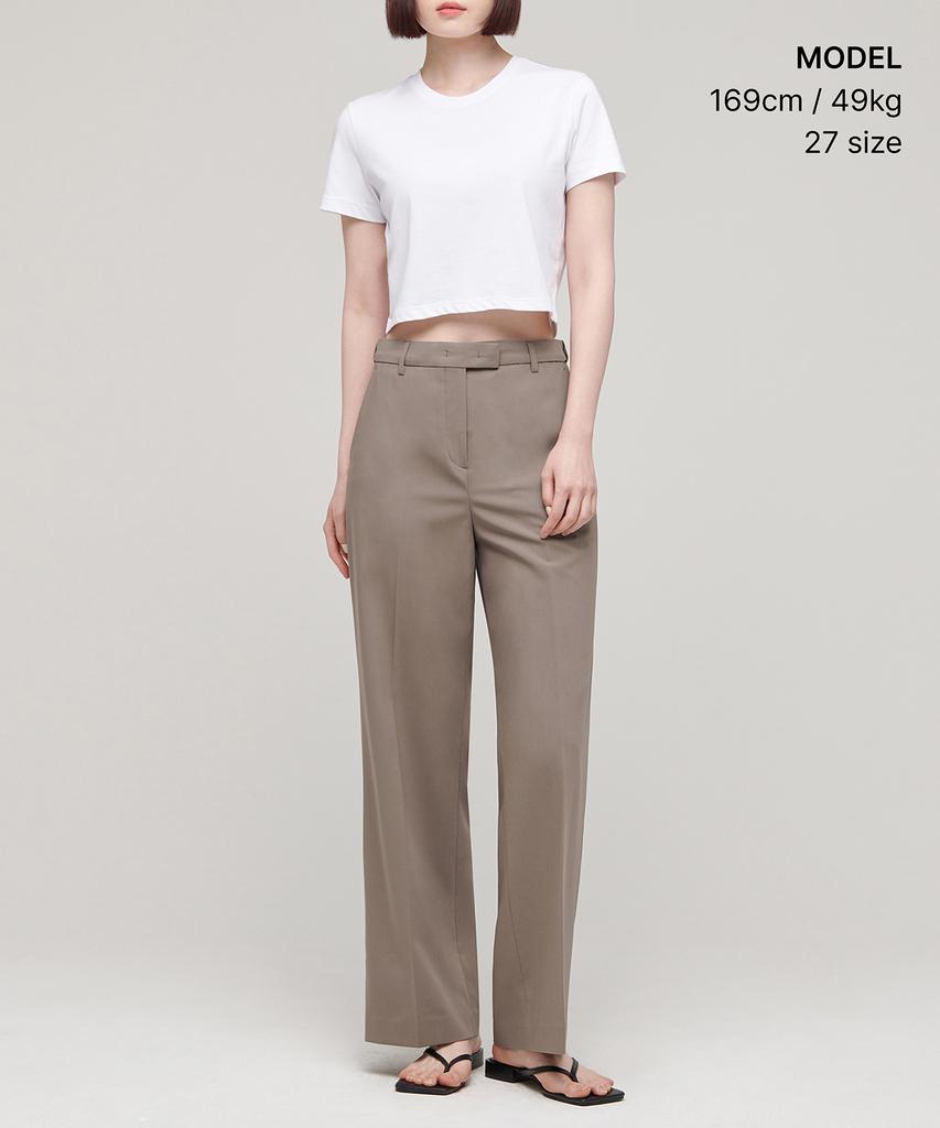 MUSINSA STANDARD WOMAN [Cooltandard] Women'S Wide Hidden Banding Slacks [Dusty Beige]