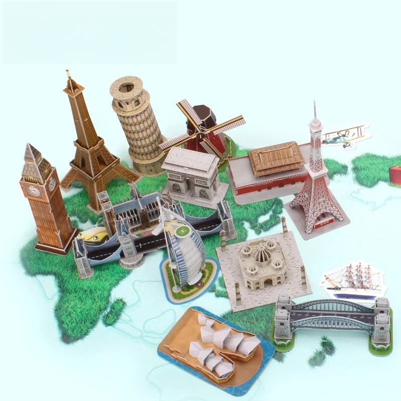 3D Puzzle Dutch Windmill DIY Paper Model Creative Educational Toy for Kids Mini World Building Handmade Gift T3