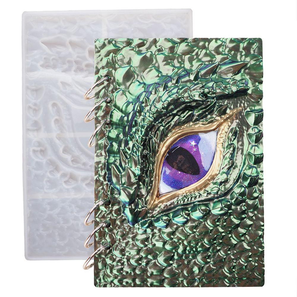 A20F-2Pcs DIY Book Cover Crystal Epoxy Resin Mold Dragon Eye Notebook Case Mirror Silicone Mold