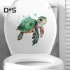 Cartoon Sea Turtle Toilet Sticker Removable Self-adhesive Waterproof PVC Living Room Bathroom Wall Art Animal Toilet Lid Decoration Decal