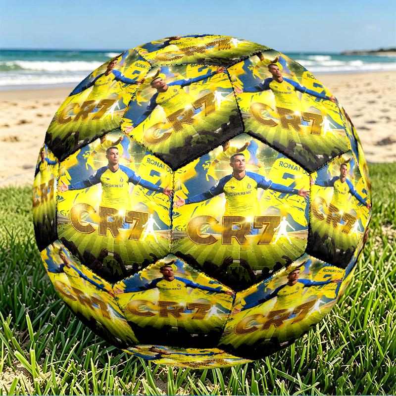 Cristiano Ronaldo Druck Größe 5 Fußball, PU Abriebfester Fußball für Spieltraining und tägliches Üben, Geburtstagsgeschenk für Fußballfans