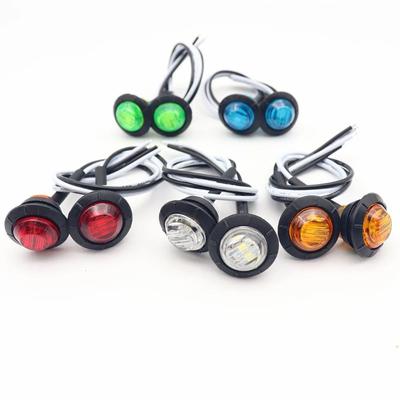 2 pièces 12V 3/4" Mini Étanche Indicateurs de Position Latéraux Lumière LED Lampe Balle Petite Lumière Ronde Pour Camion Remorque Arrière RV Voiture Feux de Gabarit