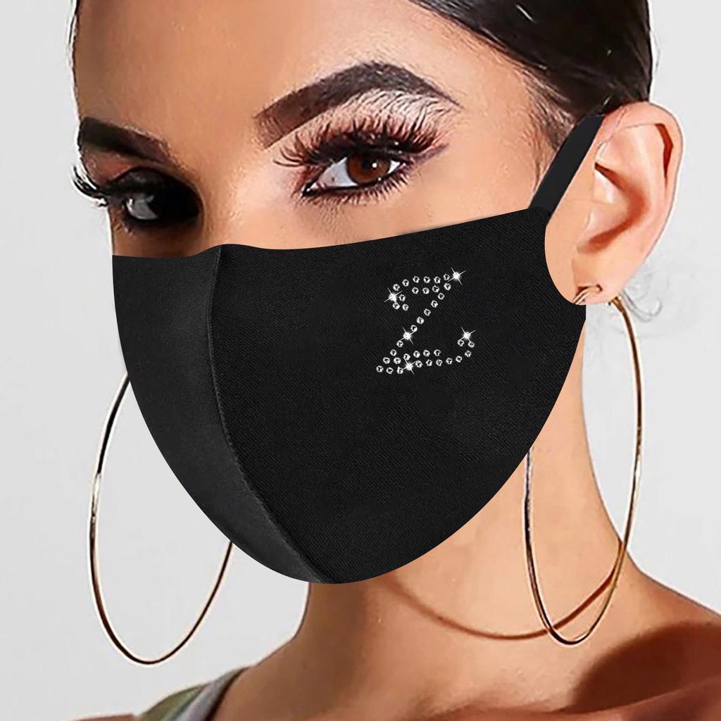 Rhinestone Letter Ice Silk Cotton Mask Adult Mask Washable