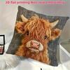 Unique 2D Flat-Printed Cow Face Pillowcase: Non-real Embroidery Design Sofa Cushion Cover, Home Decoration, 2D Printing