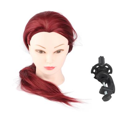 1 Pièce 60cm Cheveux Coiffure Modèle d'Entraînement Tête de Mannequin Factice avec Pince Rouge