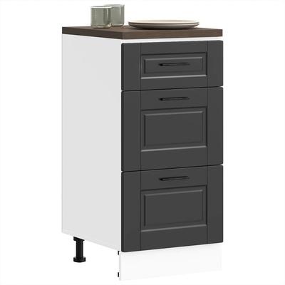 Kitchen Base Cabinet, Porto, Black, Wood-Based Material
