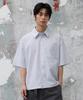 AGOD Crop Half Stripe Shirt [Gray]