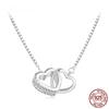 S925 Sterling Silver Náhrdelník s přívěskem s dvojitým srdcem na klíční řetízek pro ženy Párty šperky Valentýnský dárek