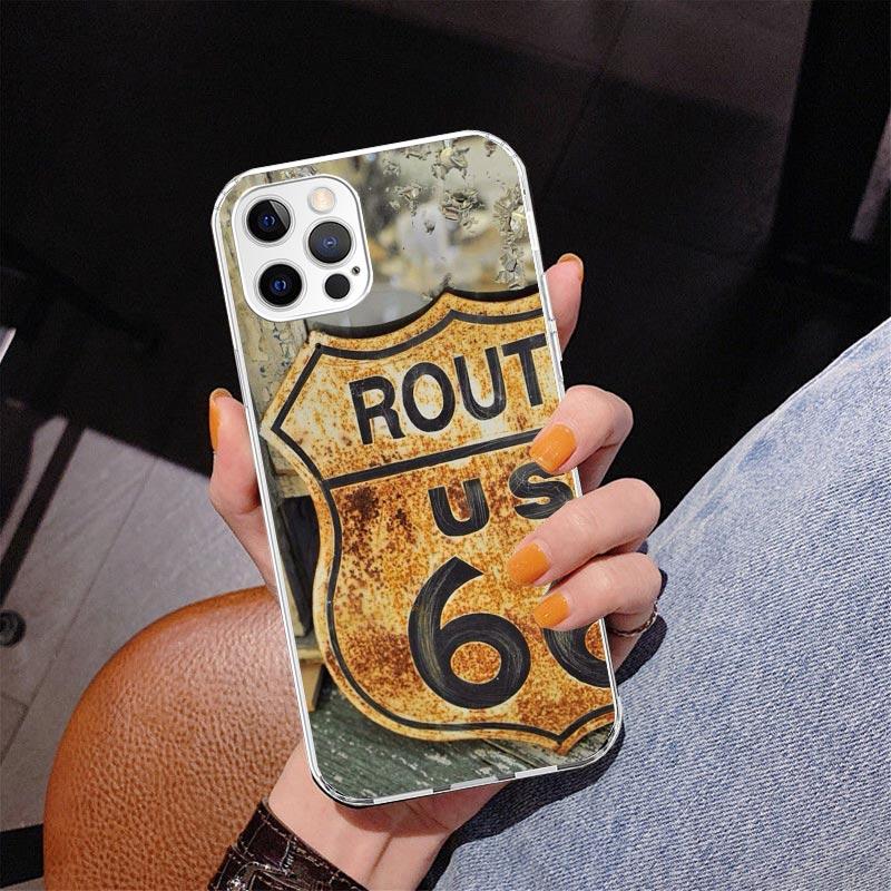 America Route 66 Phone Case For iPhone 17 Air 16 Pro Max 16E 15 + 14 Plus 11 12 13 Mini 7 8 SE Gift Print Cover Fundas
