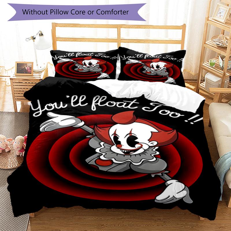 3pcs Pennywise1 Design Cover Set - HD Printed Bedding with 1 Cover and 2 Pillowcases - Perfect for Home and Dorm Decor